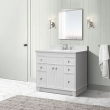 Load image into Gallery viewer, 39 in. Single Sink Vanity in White finish with Engineered Quartz Top, Brushed Nickel Hardware