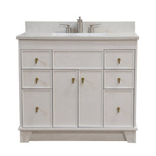 Load image into Gallery viewer, 39 in. Single Sink Vanity in White finish with Engineered Quartz Top, Brushed Gold Hardware