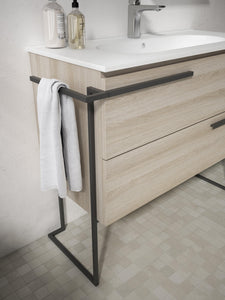 Lucena Bath Scala 40" Single Sink Vanity with Legs and Towel Bar in Abedul, White or Tera. - The Bath Vanities