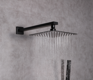Monte Celo Set, 8" Square Rain Shower and Handheld in Matte Black - The Bath Vanities
