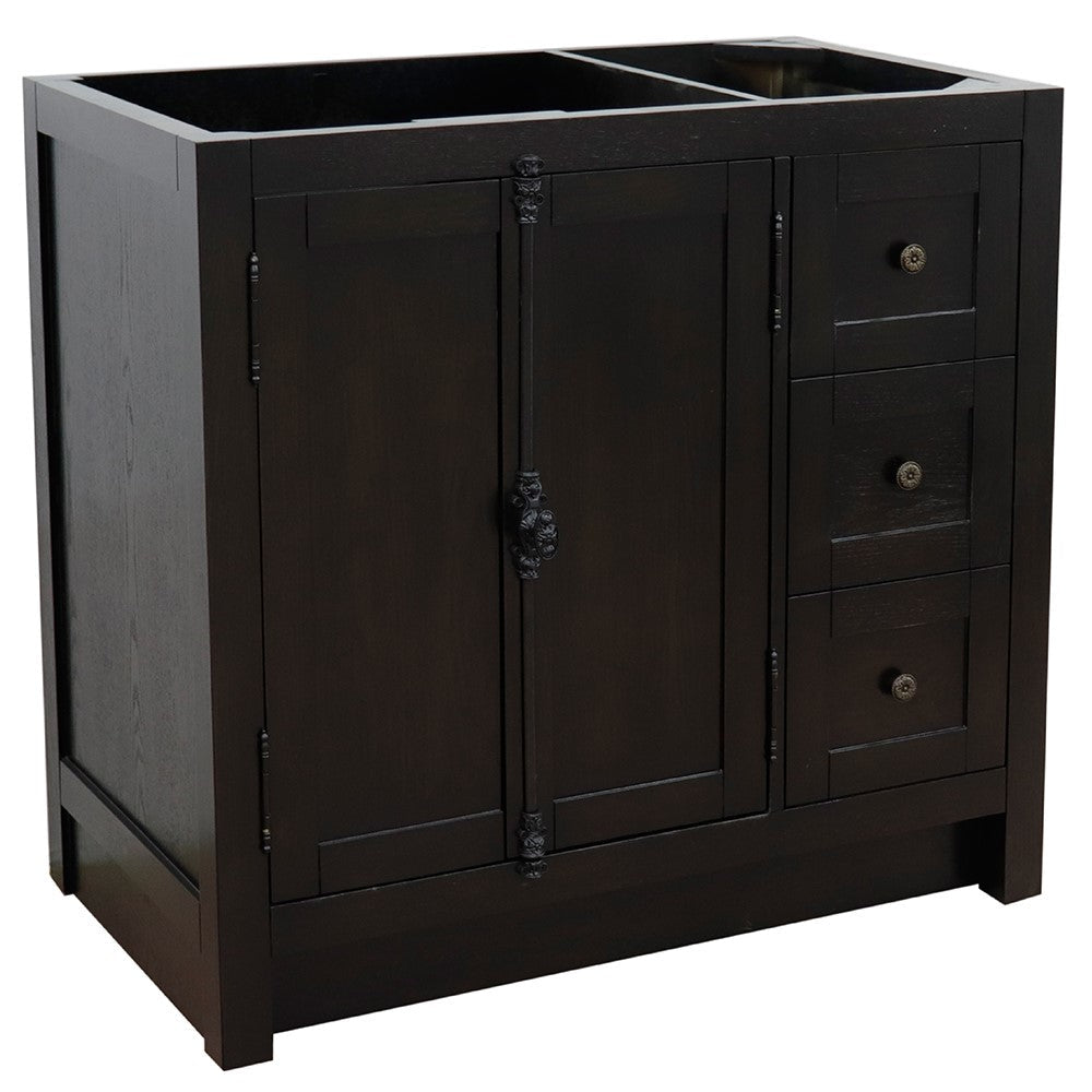 Bellaterra 400100-36L-R 36" Single Vanity - Cabinet Only - Brown Ash / Left Doors - Front