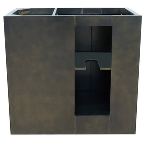 Bellaterra 400100-36L-R 36" Single Vanity - Cabinet Only - Brown Ash / Left Doors, Backside