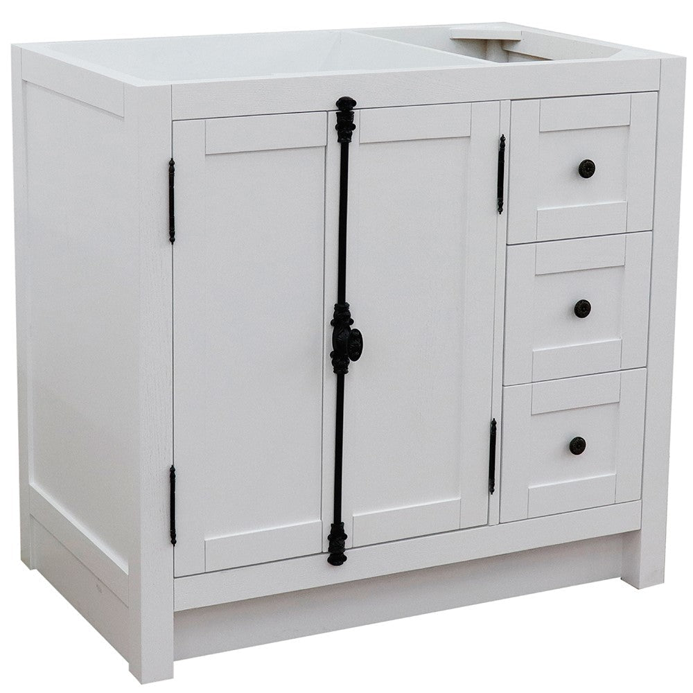 Bellaterra 400100-36L-R 36" Single Vanity - Cabinet Only - Glacier Ash / Left Doors, Front