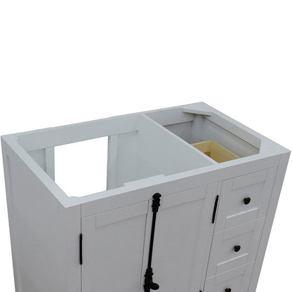 Bellaterra 400100-36L-R 36" Single Vanity - Cabinet Only - Glacier Ash / Left Doors, Close Top View