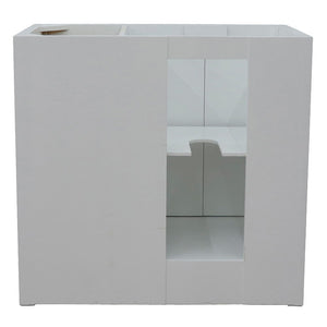 Bellaterra 400100-36L-R 36" Single Vanity - Cabinet Only - Glacier Ash / Left Doors, Backside view
