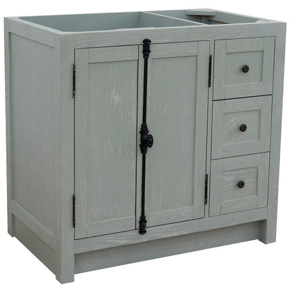 Bellaterra 400100-36L-R 36" Single Vanity - Cabinet Only - Gray Ash / Left Doors, Front