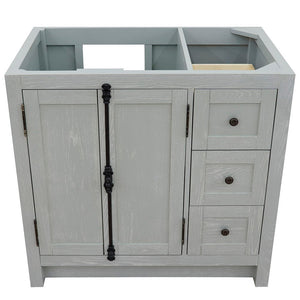Bellaterra 400100-36L-R 36" Single Vanity - Cabinet Only - Gray Ash / Left Doors, Front