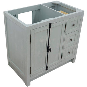 Bellaterra 400100-36L-R 36" Single Vanity - Cabinet Only - Gray Ash / Left Doors, Top Inside