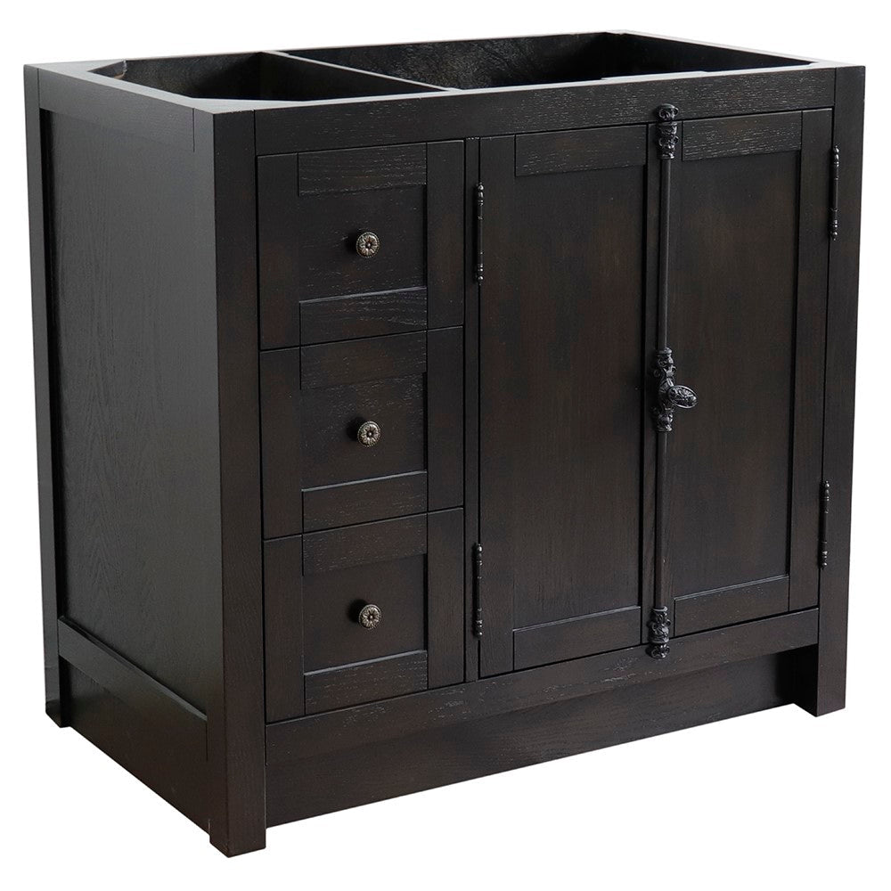 Bellaterra 400100-36L-R 36" Single Vanity - Cabinet Only - Brown Ash / Right Doors, Front