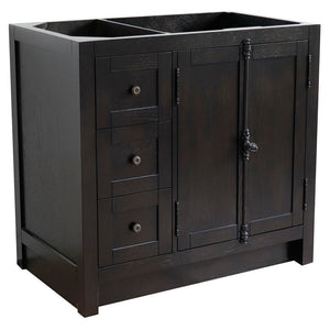 Bellaterra 400100-36L-R 36" Single Vanity - Cabinet Only - Brown Ash / Right Doors, Front