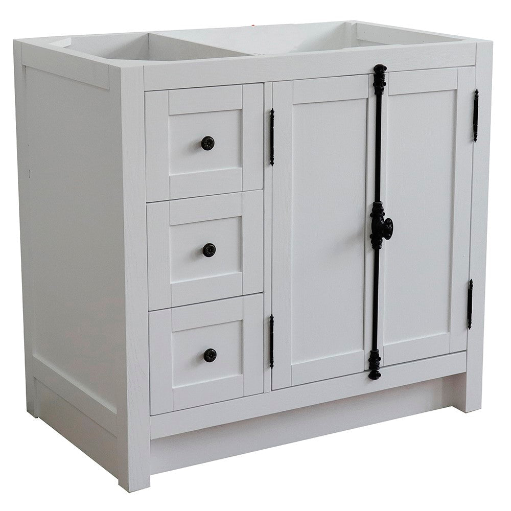 Bellaterra 400100-36L-R 36" Single Vanity - Cabinet Only - Glacier Ash / Right Doors, Front