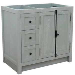 Bellaterra 400100-36L-R 36" Single Vanity - Cabinet Only - Gray Ash / Right Doors, Front
