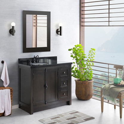 Bellaterra Plantation Brown Ash 37" Single Vanity w/ Counter Top and Left Sink-Left Doors 400100-37L-BA