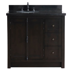 Bellaterra Brown Ash 37" Single Vanity w/ Counter Top and Left Sink-Left Doors 400100-37L-BA-BGO