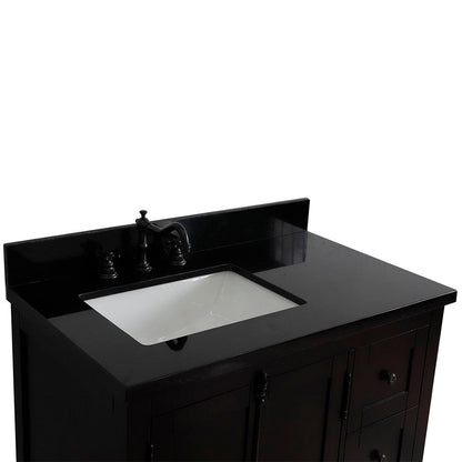 Bellaterra Brown Ash 37" Single Vanity w/ Counter Top and Left Sink-Left Doors 400100-37L-BA-BGR