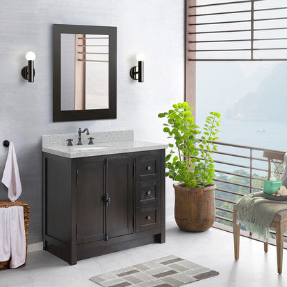 Bellaterra Brown Ash 37" Single Vanity w/ Counter Top and Left Sink-Left Doors 400100-37L-BA-GYO