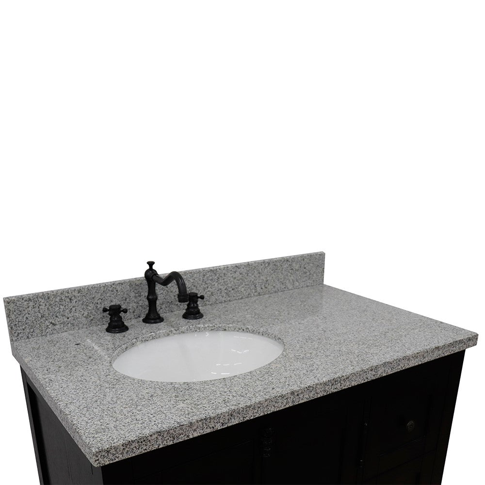 Bellaterra Brown Ash 37" Single Vanity w/ Counter Top and Left Sink-Left Doors 400100-37L-BA-GYO