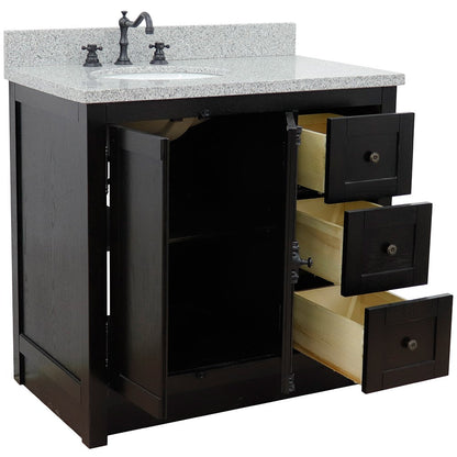 Bellaterra Brown Ash 37" Single Vanity w/ Counter Top and Left Sink-Left Doors 400100-37L-BA-GYO