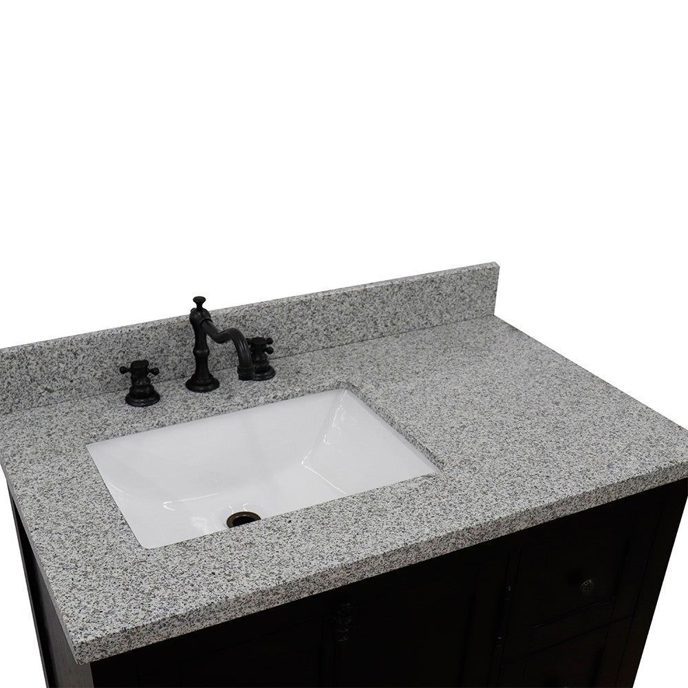 Bellaterra Brown Ash 37" Single Vanity w/ Counter Top and Left Sink-Left Doors 400100-37L-BA-GYR