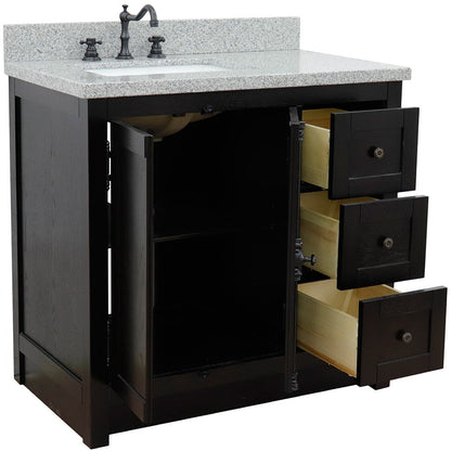 Bellaterra Brown Ash 37" Single Vanity w/ Counter Top and Left Sink-Left Doors 400100-37L-BA-GYR