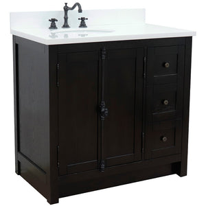 Bellaterra Brown Ash 37" Single Vanity w/ Counter Top and Left Sink-Left Doors 400100-37L-BA-WEO