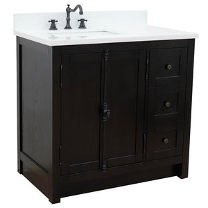 Bellaterra Brown Ash 37" Single Vanity w/ Counter Top and Left Sink-Left Doors 400100-37L-BA-WER