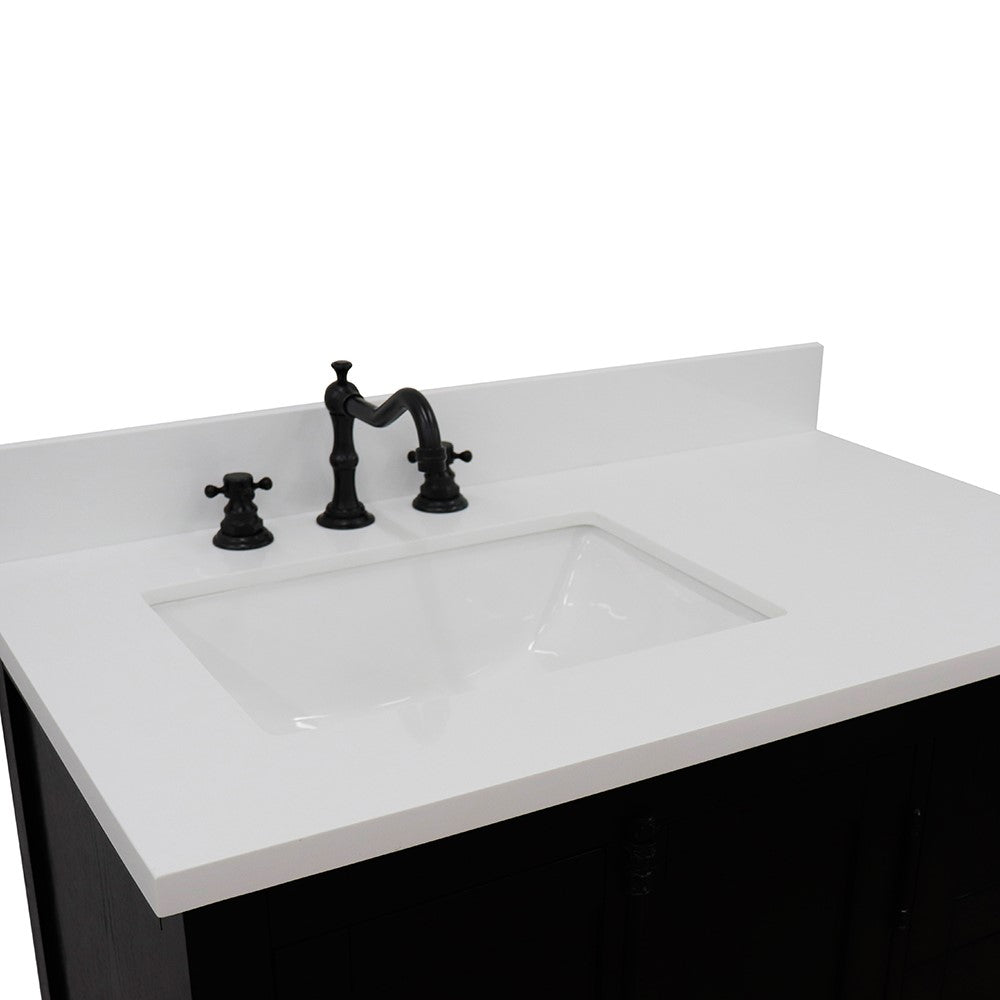 Bellaterra Brown Ash 37" Single Vanity w/ Counter Top and Left Sink-Left Doors 400100-37L-BA-WER