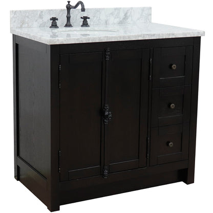 Bellaterra Brown Ash 37" Single Vanity w/ Counter Top and Left Sink-Left Doors 400100-37L-BA-WMO