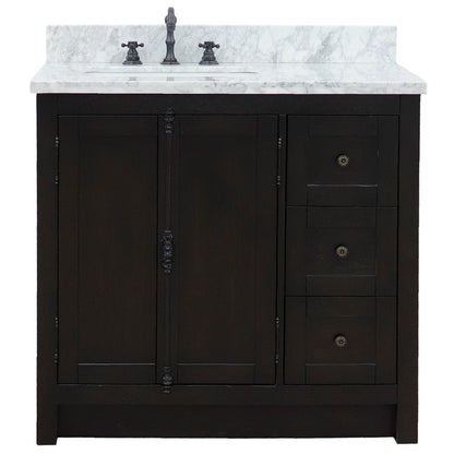 Bellaterra Brown Ash 37" Single Vanity w/ Counter Top and Left Sink-Left Doors 400100-37L-BA-WMR