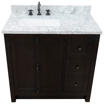 Bellaterra Brown Ash 37" Single Vanity w/ Counter Top and Left Sink-Left Doors 400100-37L-BA-WMR