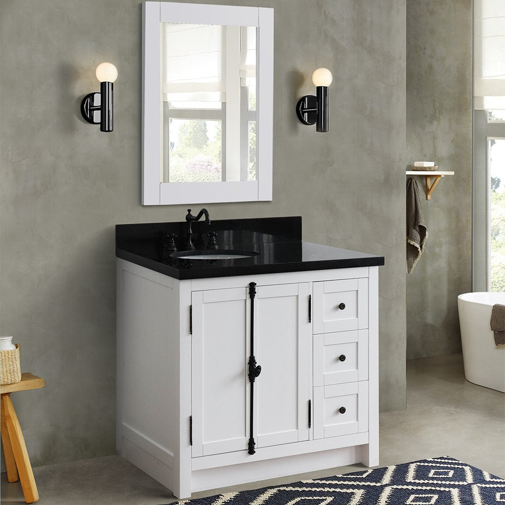 Bellaterra Glacier Ash 37" Single Vanity w/ Counter Top and Left Sink-Left Doors 400100-37L-GA-BGO