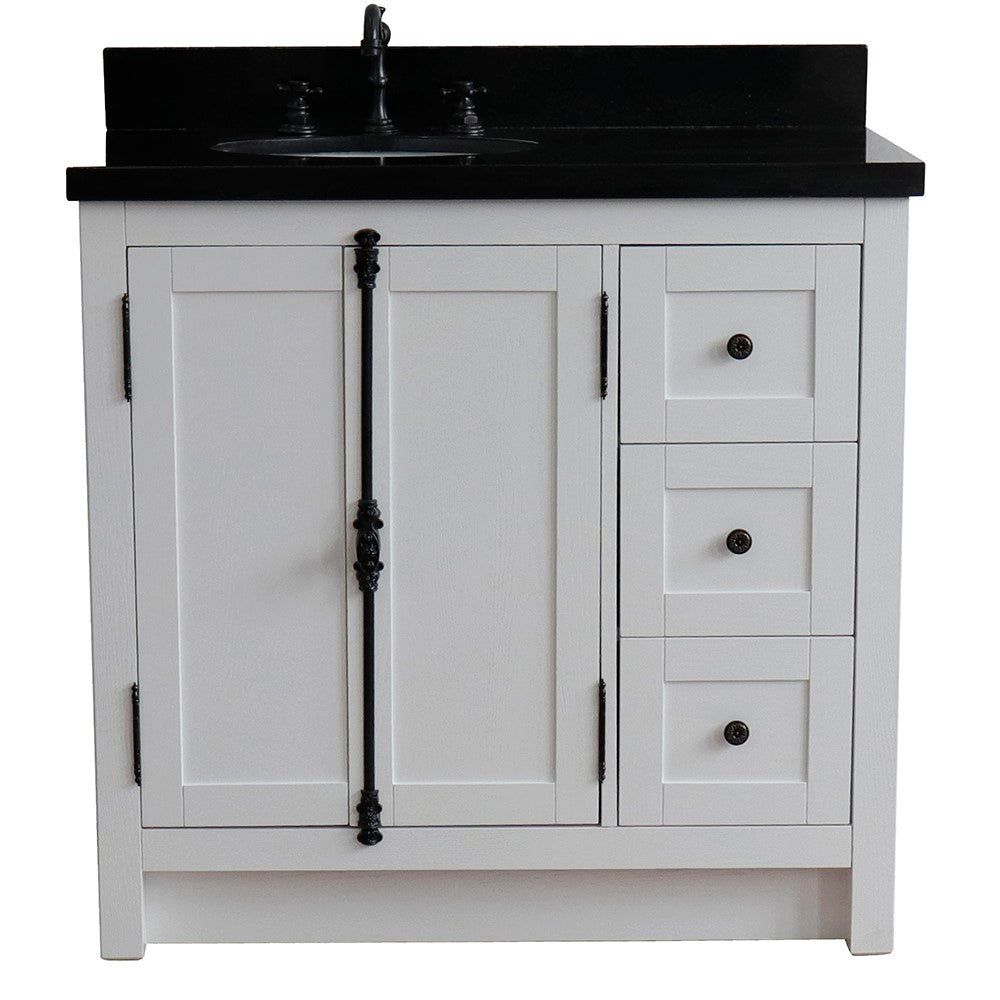 Bellaterra Glacier Ash 37" Single Vanity w/ Counter Top and Left Sink-Left Doors 400100-37L-GA-BGO