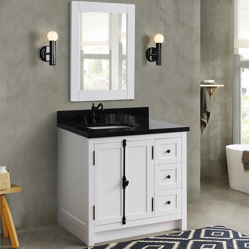 Bellaterra Glacier Ash 37" Single Vanity w/ Counter Top and Left Sink-Left Doors 400100-37L-GA-BGR