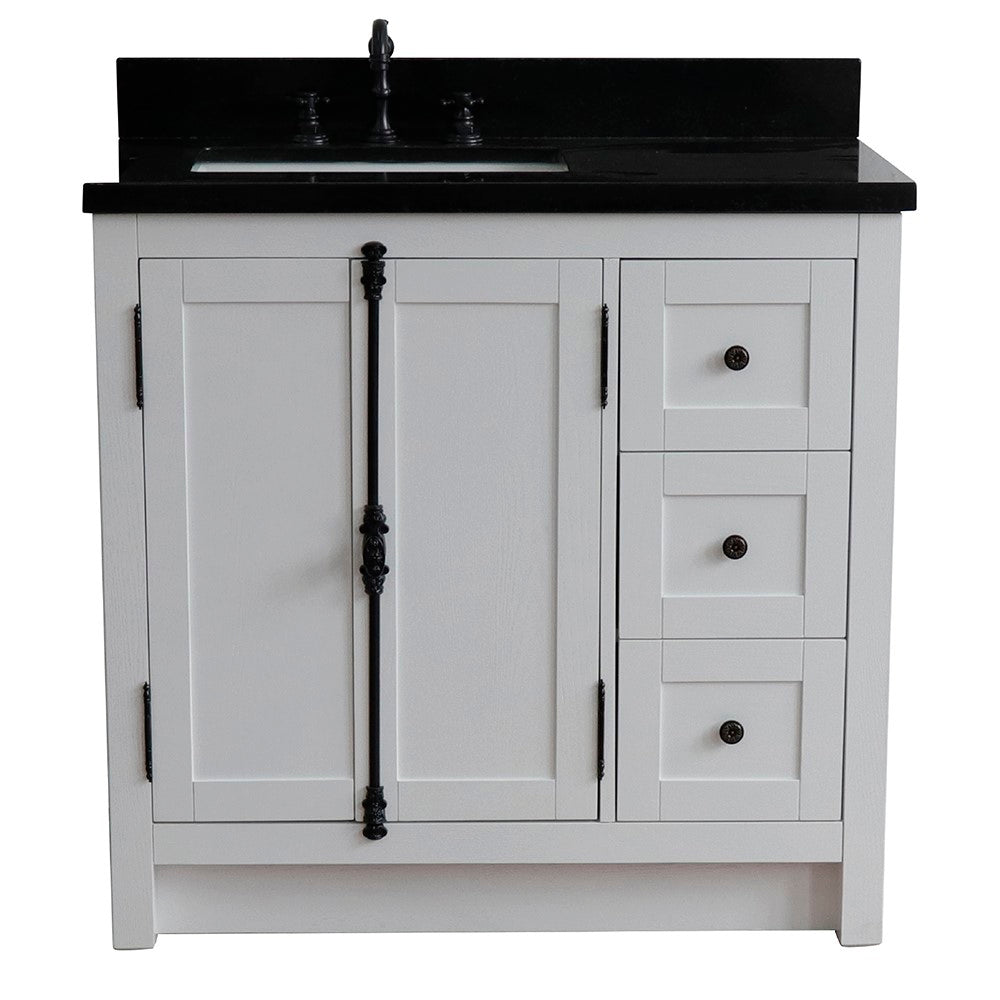 Bellaterra Glacier Ash 37" Single Vanity w/ Counter Top and Left Sink-Left Doors 400100-37L-GA-BGR