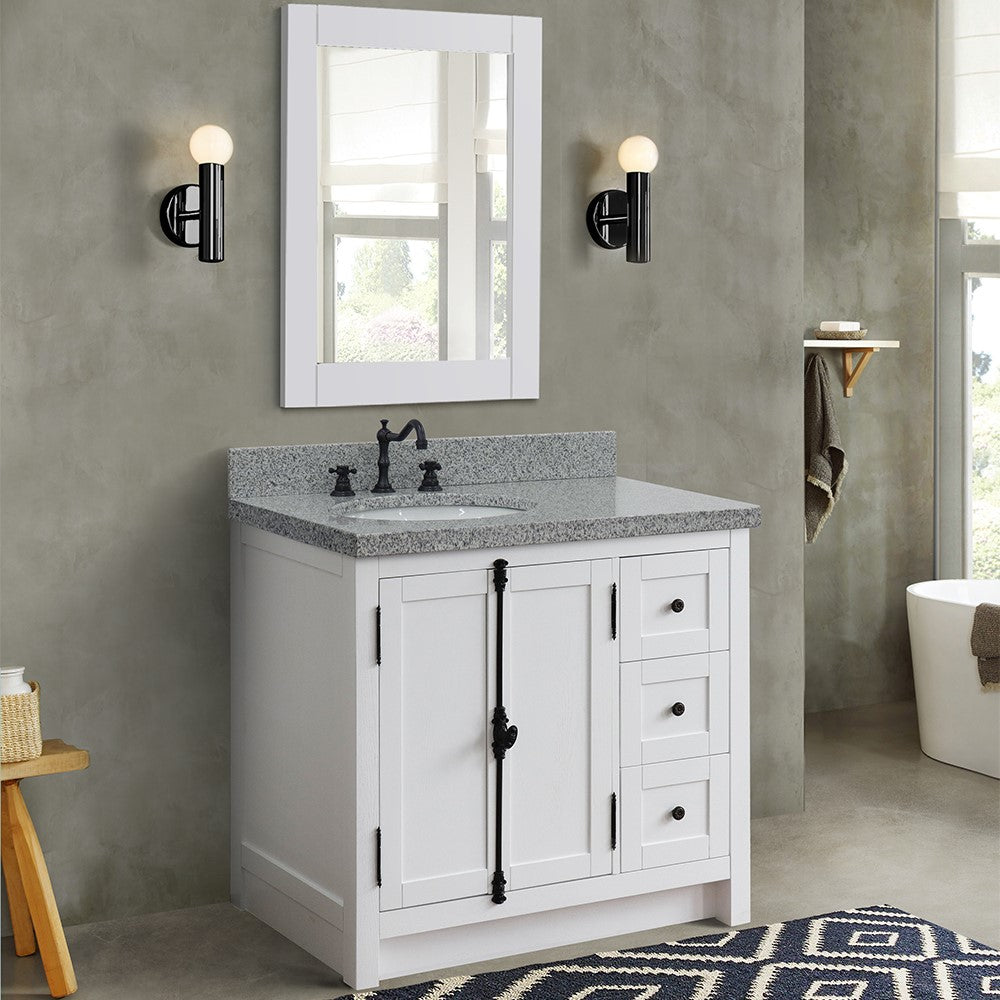 Bellaterra Glacier Ash 37" Single Vanity w/ Counter Top and Left Sink-Left Doors 400100-37L-GA-GYO