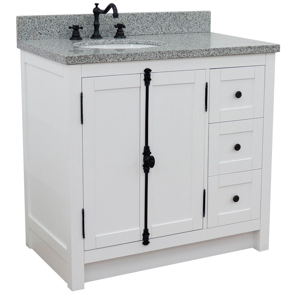 Bellaterra Glacier Ash 37" Single Vanity w/ Counter Top and Left Sink-Left Doors 400100-37L-GA-GYO