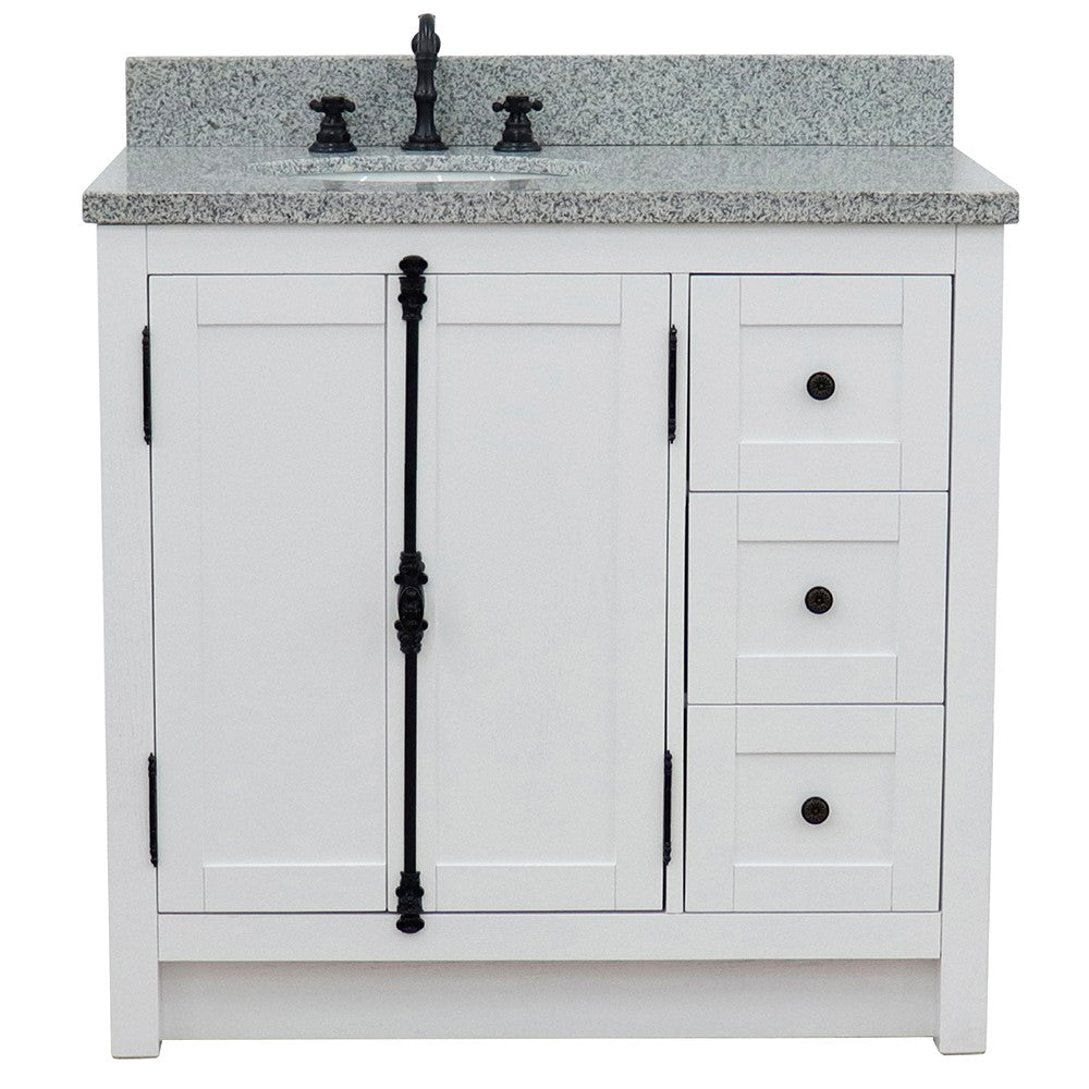 Bellaterra Glacier Ash 37" Single Vanity w/ Counter Top and Left Sink-Left Doors 400100-37L-GA-GYO