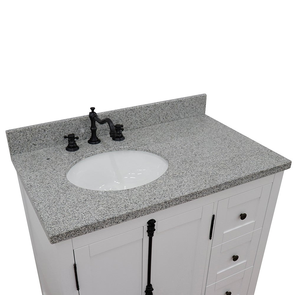 Bellaterra Glacier Ash 37" Single Vanity w/ Counter Top and Left Sink-Left Doors 400100-37L-GA-GYO