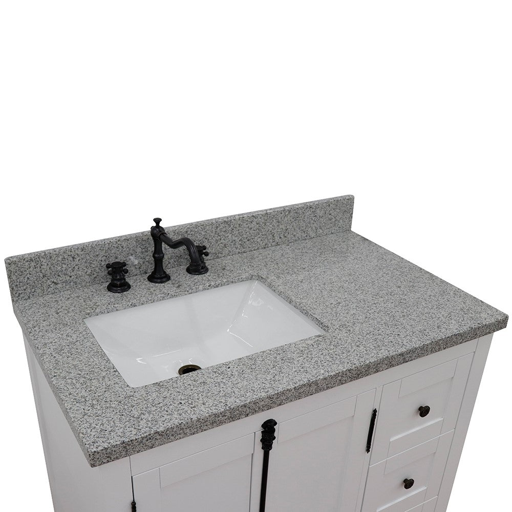 Bellaterra Glacier Ash 37" Single Vanity w/ Counter Top and Left Sink-Left Doors 400100-37L-GA-GYR