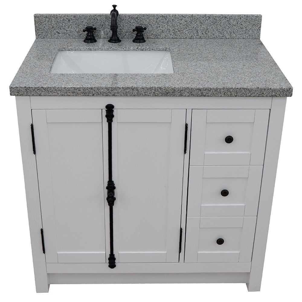 Bellaterra Glacier Ash 37" Single Vanity w/ Counter Top and Left Sink-Left Doors 400100-37L-GA-GYR