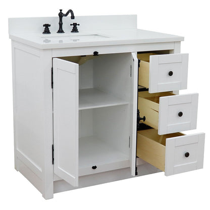 Bellaterra Glacier Ash 37" Single Vanity w/ Counter Top and Left Sink-Left Doors 400100-37L-GA-WER