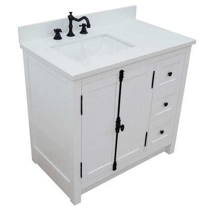 Bellaterra Glacier Ash 37" Single Vanity w/ Counter Top and Left Sink-Left Doors 400100-37L-GA-WER