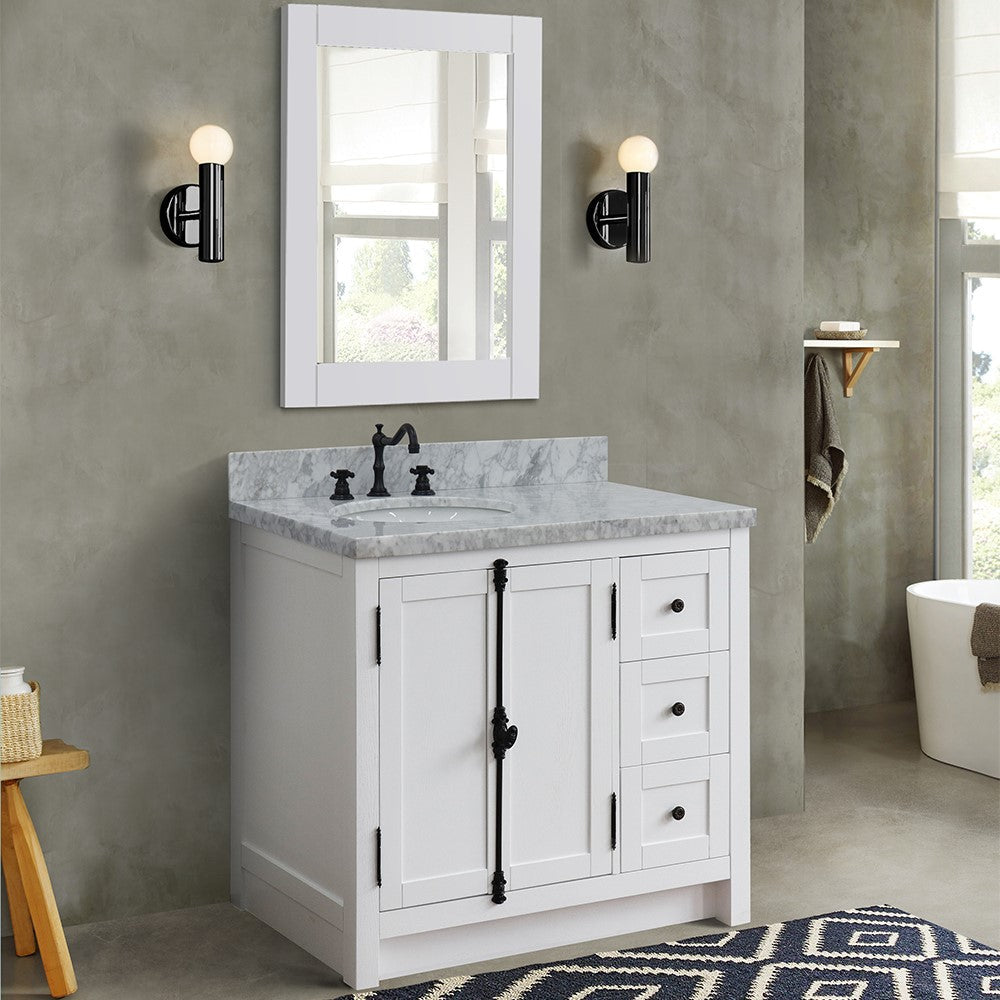 Bellaterra Glacier Ash 37" Single Vanity w/ Counter Top and Left Sink-Left Doors 400100-37L-GA-WMO