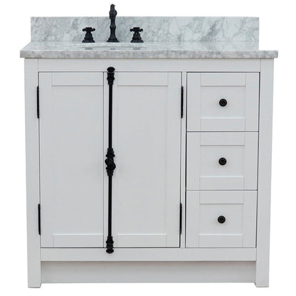 Bellaterra Glacier Ash 37" Single Vanity w/ Counter Top and Left Sink-Left Doors 400100-37L-GA-WMO