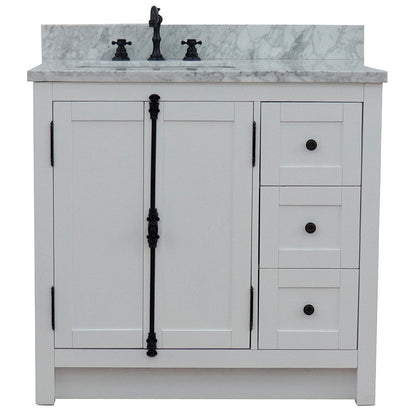 Bellaterra Glacier Ash 37" Single Vanity w/ Counter Top and Left Sink-Left Doors 400100-37L-GA-WMR