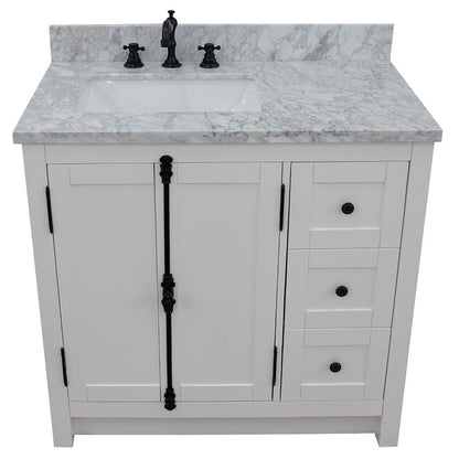 Bellaterra Glacier Ash 37" Single Vanity w/ Counter Top and Left Sink-Left Doors 400100-37L-GA-WMR