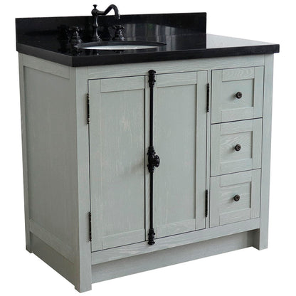 Bellaterra Gray Ash 37" Single Vanity w/ Counter Top and Left Sink-Left Doors 400100-37L-GYA-BGO