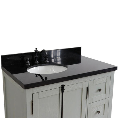 Bellaterra Gray Ash 37" Single Vanity w/ Counter Top and Left Sink-Left Doors 400100-37L-GYA-BGO