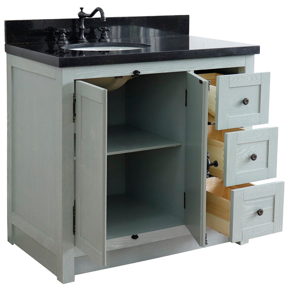 Bellaterra Gray Ash 37" Single Vanity w/ Counter Top and Left Sink-Left Doors 400100-37L-GYA-BGO