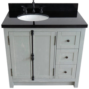 Bellaterra Gray Ash 37" Single Vanity w/ Counter Top and Left Sink-Left Doors 400100-37L-GYA-BGO